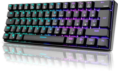 ROYAL KLUDGE RK61 Wireless Mechanical Keyboard Tri-modes RGB Red Switch-Black UK