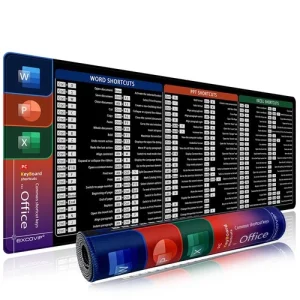 EXCO Office Shortcuts Mouse Pad Large Extended Keyboard Desk Mat Edge Stitched